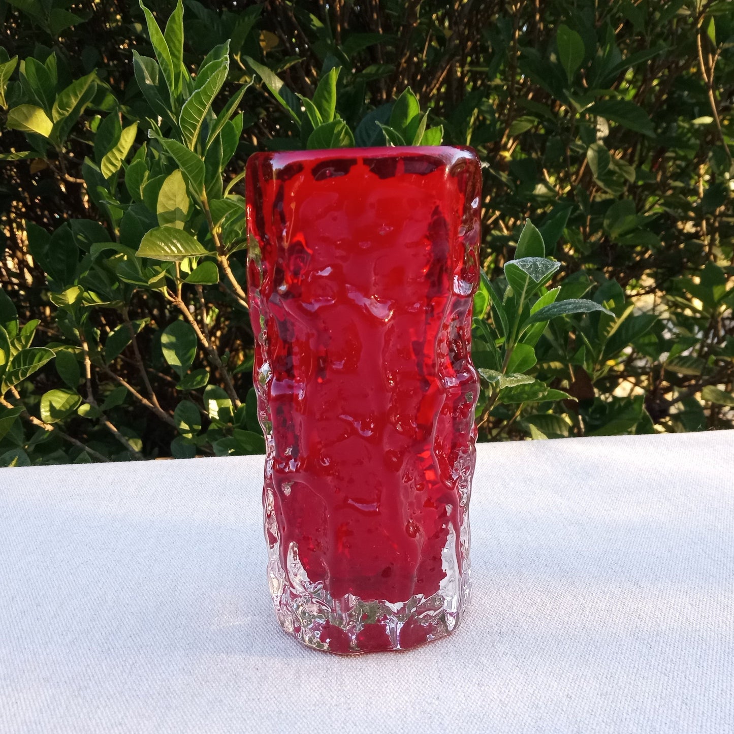 8oz Beeswax Candle in Red Glass Blown Cup - Long-lasting Essential Oil Candle with Cedarwood & Clove - Handcrafted Natural Wax Candle Gift