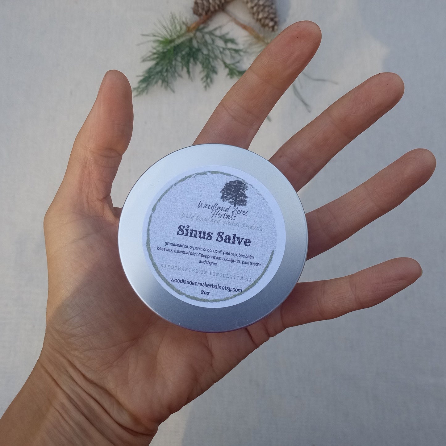 Strong Sinus Salve with Pine Sap, Bee Balm, Peppermint, Eucalyptus & Thyme - Natural Chemical-Free Herbal Chest Rub - Stuffy Nose Relief