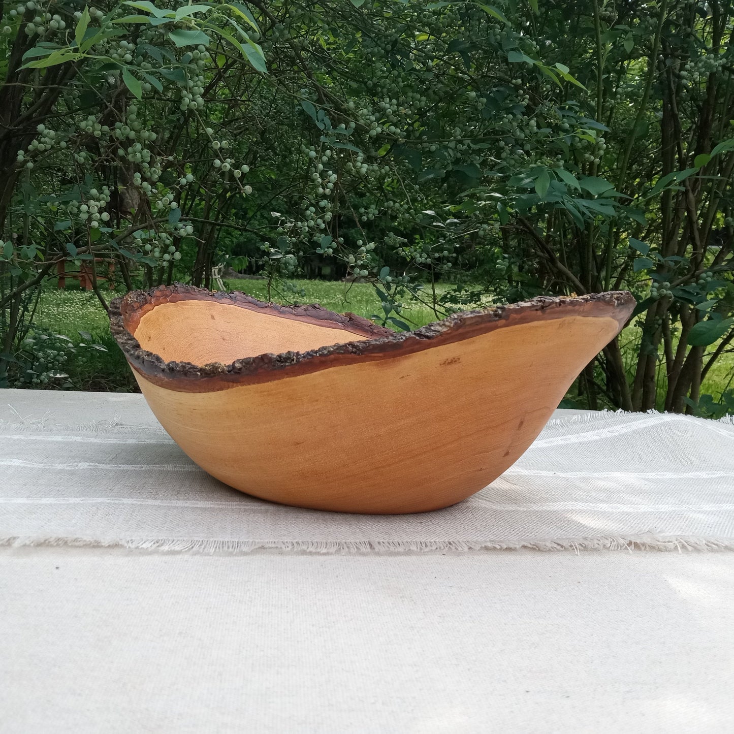 Live Edge Wood Bowl: Rustic Farmhouse Centerpiece, 14"
