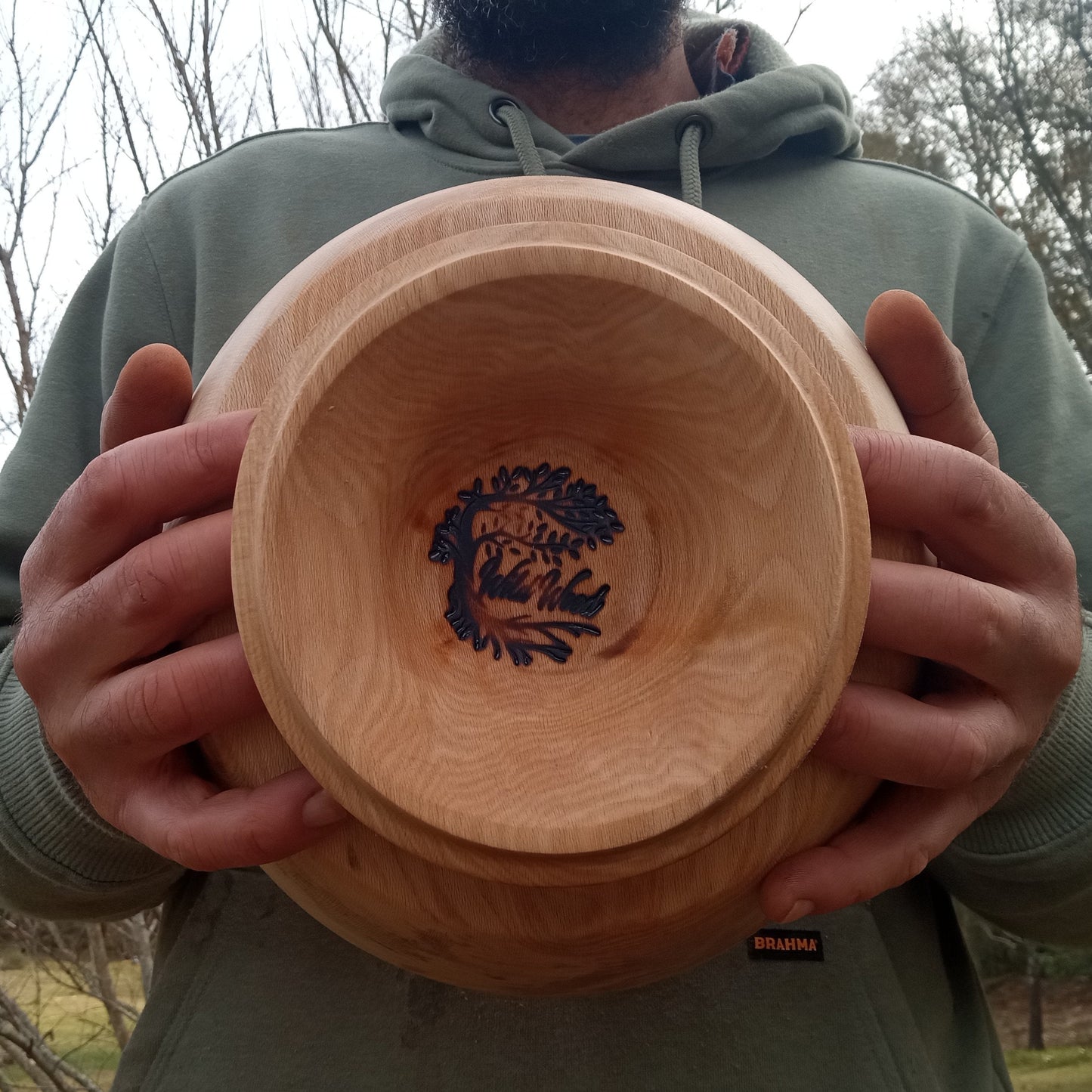 Live Edge Wooden Pedestal Bowl: Sycamore Wood (11")