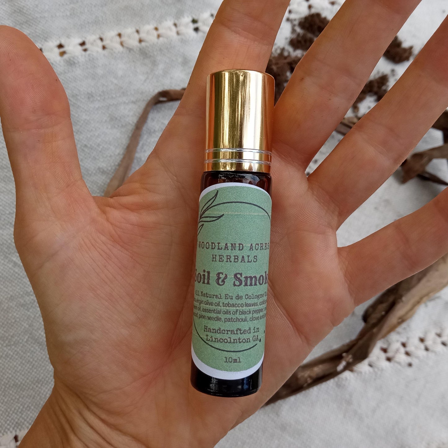 Soil & Smoke Essential Oil Cologne Roll-On for Men with Tobacco, Patchouli, and Cedarwood - Natural Fragrance Roller - Birthday Gift for Him
