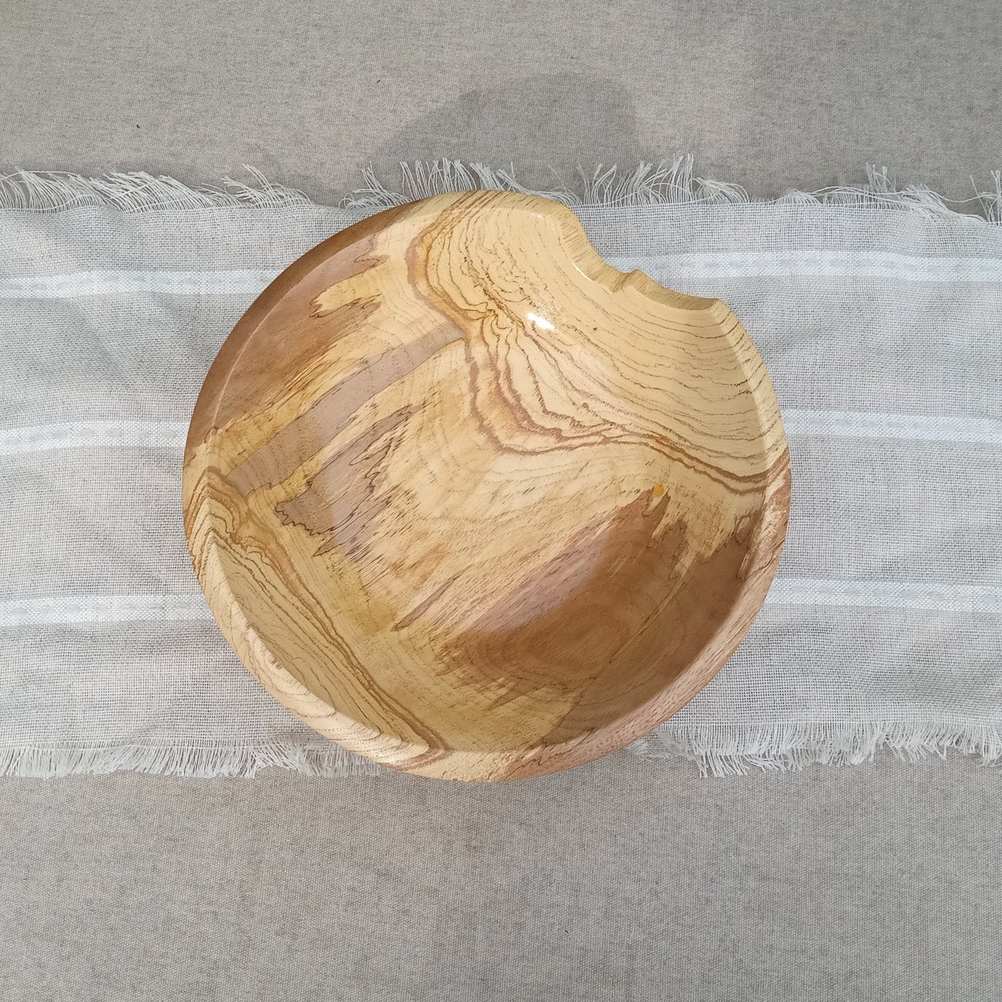 Wooden Fruit Bowl: Pecan Wood, Natural Edge Design, Handmade (12")