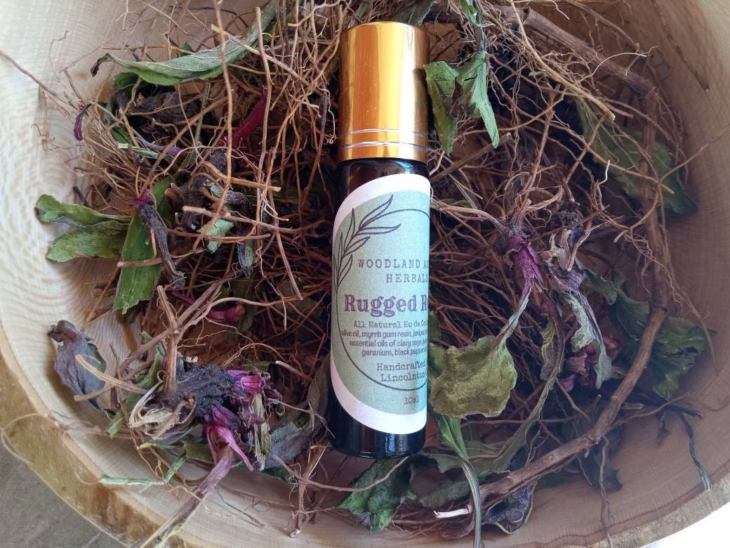 Rugged Roots Vetiver Essential Oil Cologne Roll-On for Men with Juniper & Geranium - Natural Fragrance Roller - Birthday Gift for Him