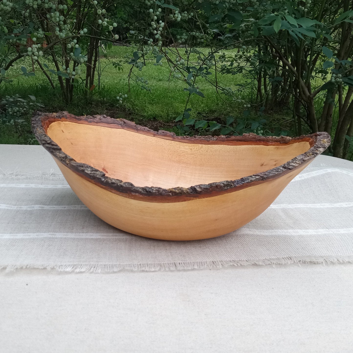 Live Edge Wood Bowl: Rustic Farmhouse Centerpiece, 14"