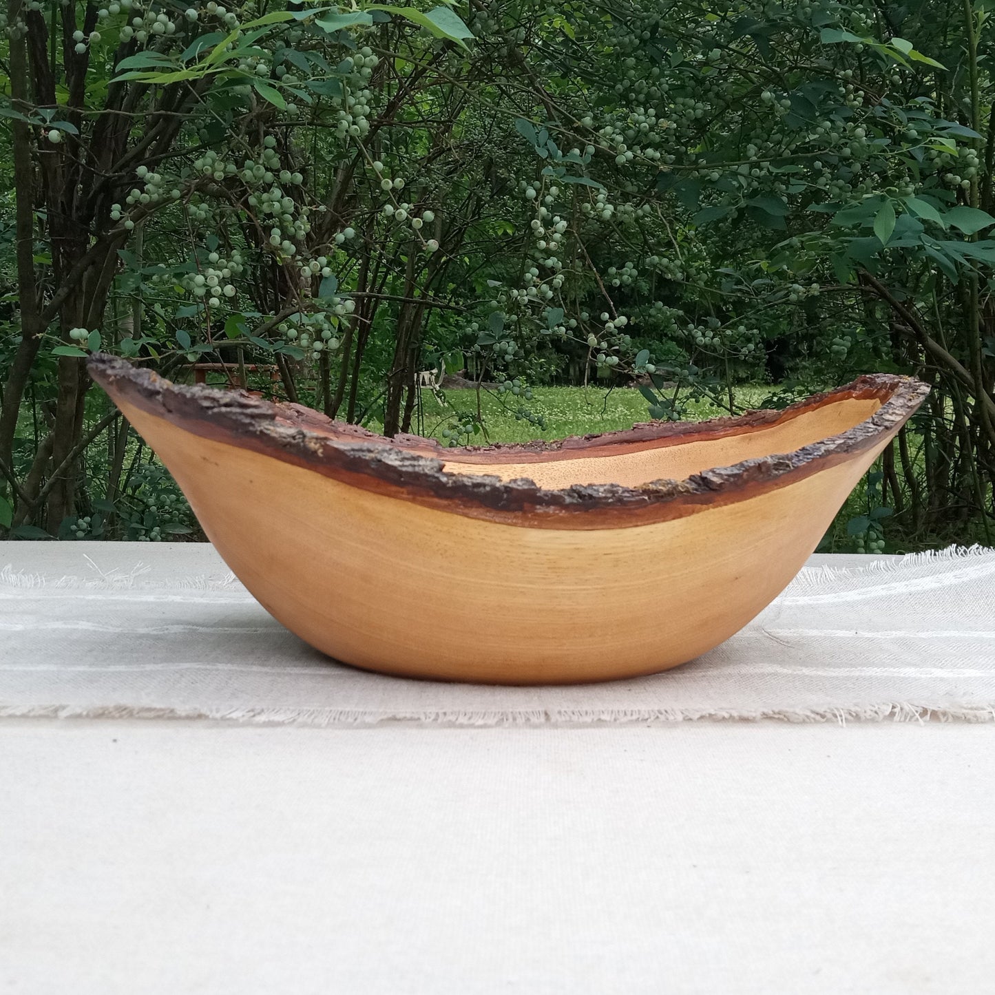Live Edge Wood Bowl: Rustic Farmhouse Centerpiece, 14"