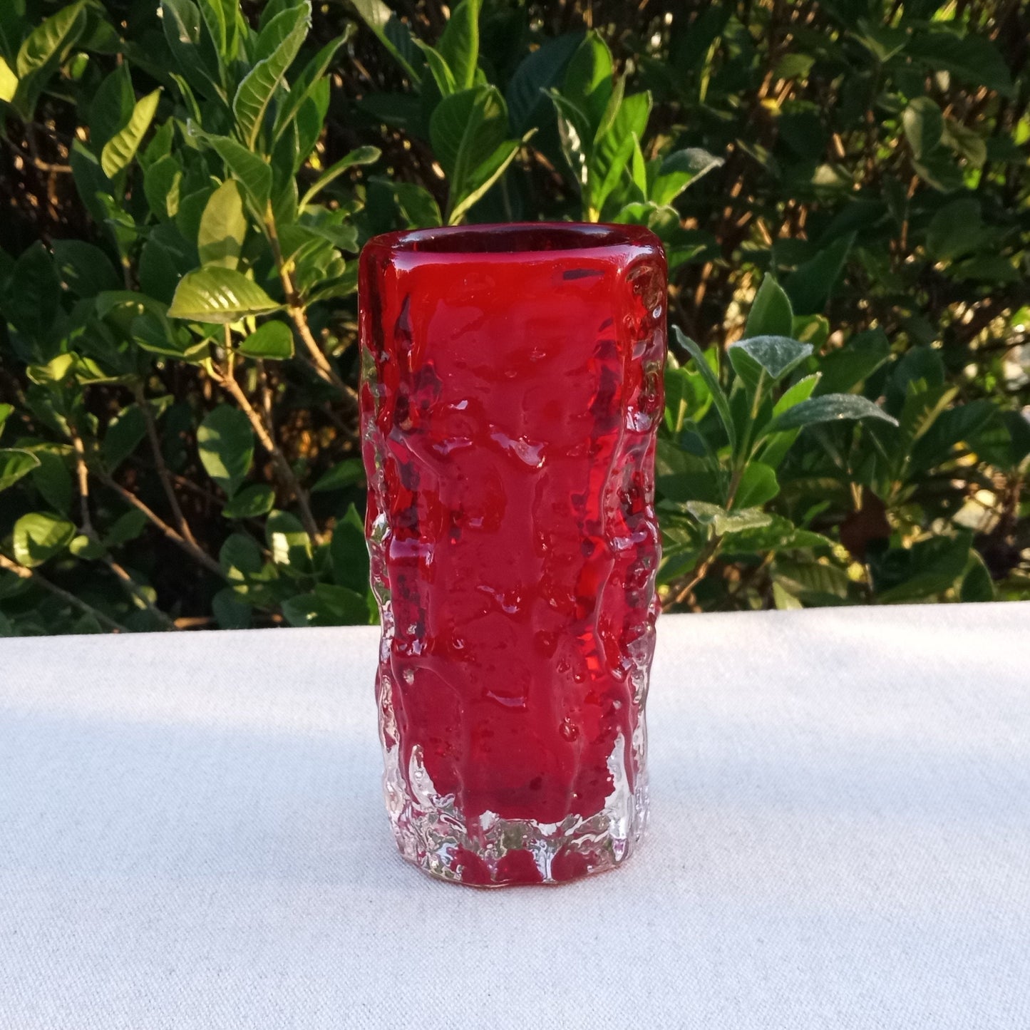 8oz Beeswax Candle in Red Glass Blown Cup - Long-lasting Essential Oil Candle with Cedarwood & Clove - Handcrafted Natural Wax Candle Gift