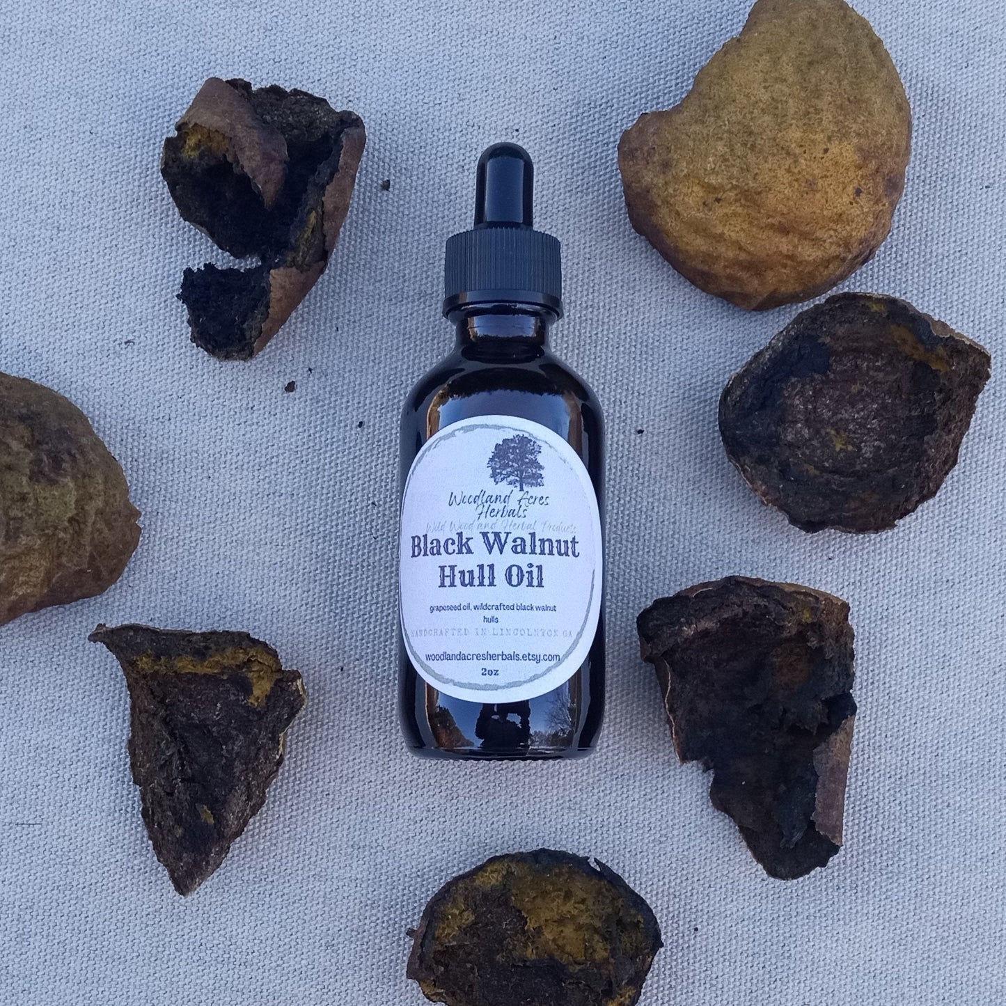Black Walnut Hull Oil - 2oz Wildcrafted Herbal Oil for Natural Skincare and DIY Soapmaking or Salve - Infused Grapeseed Oil - Nutty Scent