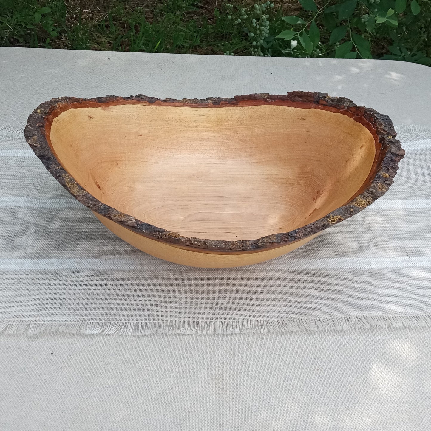 Live Edge Wood Bowl: Rustic Farmhouse Centerpiece, 14"