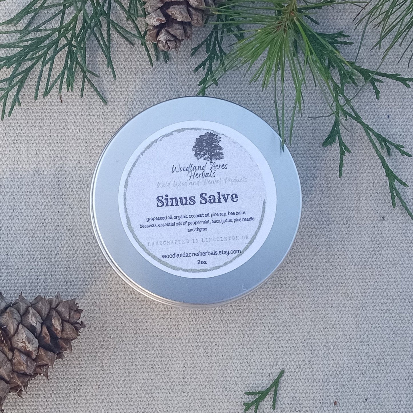 Strong Sinus Salve with Pine Sap, Bee Balm, Peppermint, Eucalyptus & Thyme - Natural Chemical-Free Herbal Chest Rub - Stuffy Nose Relief