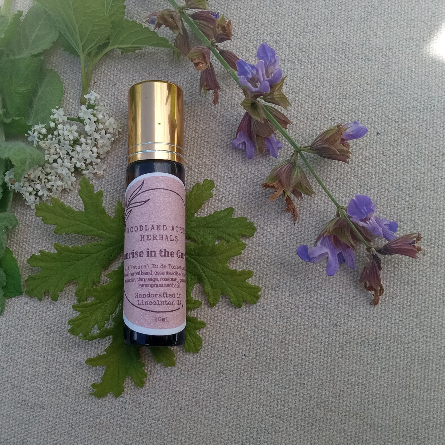 Sunrise in the Garden - Essential Oil Perfume Roller with Spearmint, Geranium & Lemongrass - Herbal Body Oil Roller - Natural Fragrance