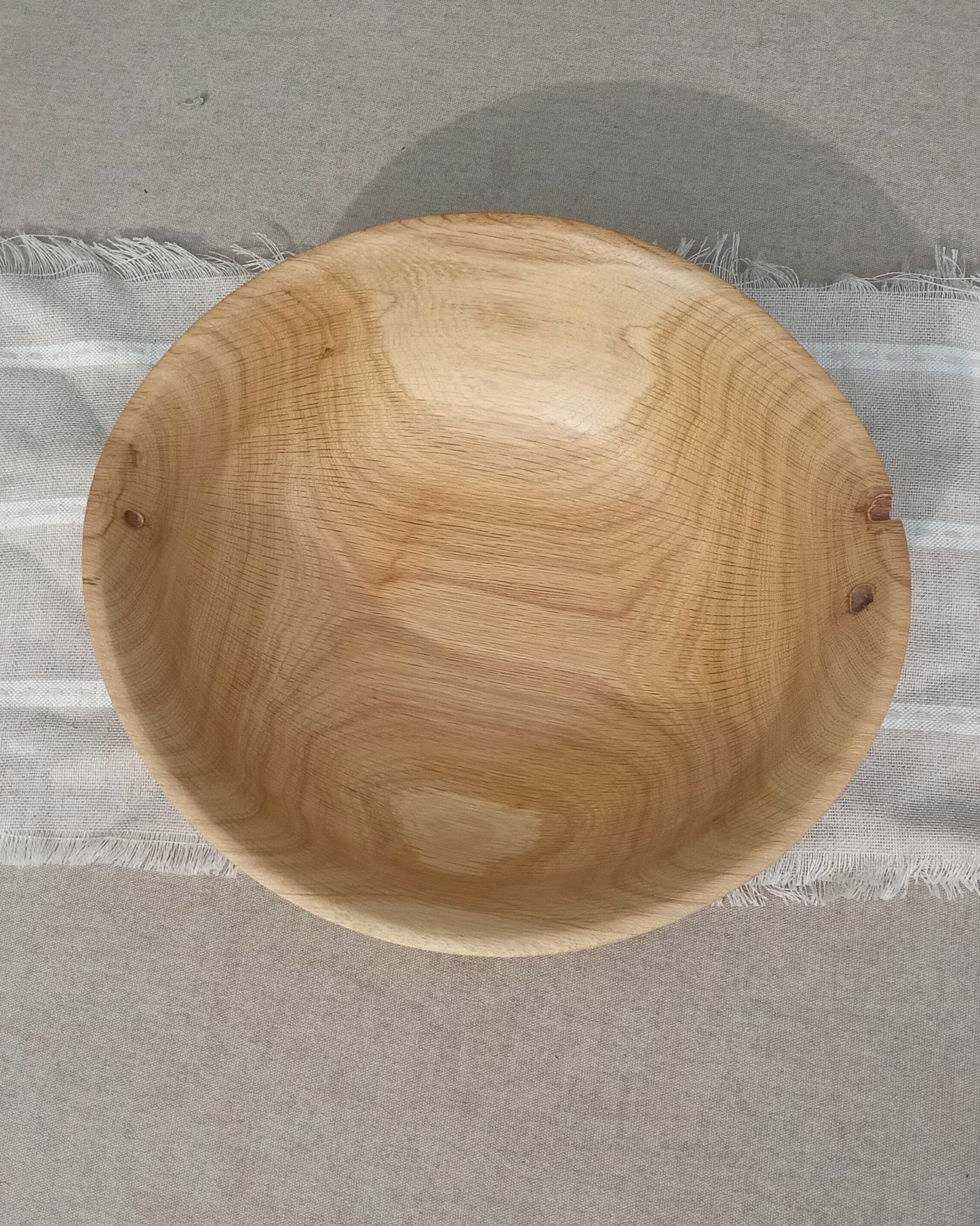 Handmade White Oak Wood Fruit Bowl with Holes: 14" Rustic Centerpiece