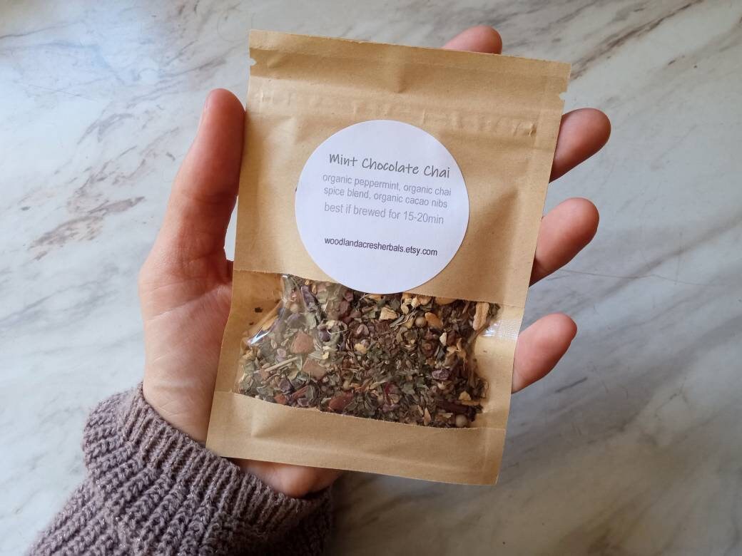 Noble Roots & Fruits Herbal Tea Blend with a Chamomile Base, Chocolate Mint, Dried Figs, Blueberries, Cinnamon, Hibiscus and Licorice