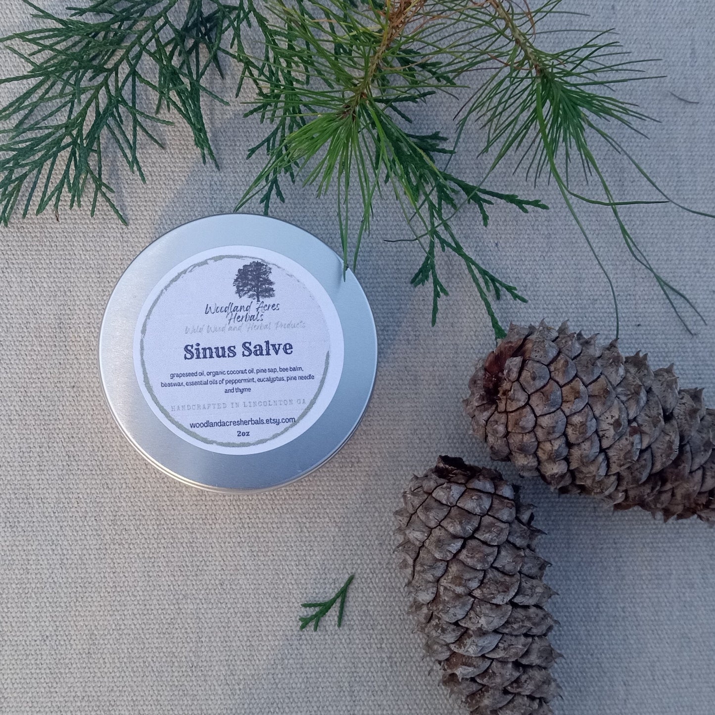 Strong Sinus Salve with Pine Sap, Bee Balm, Peppermint, Eucalyptus & Thyme - Natural Chemical-Free Herbal Chest Rub - Stuffy Nose Relief