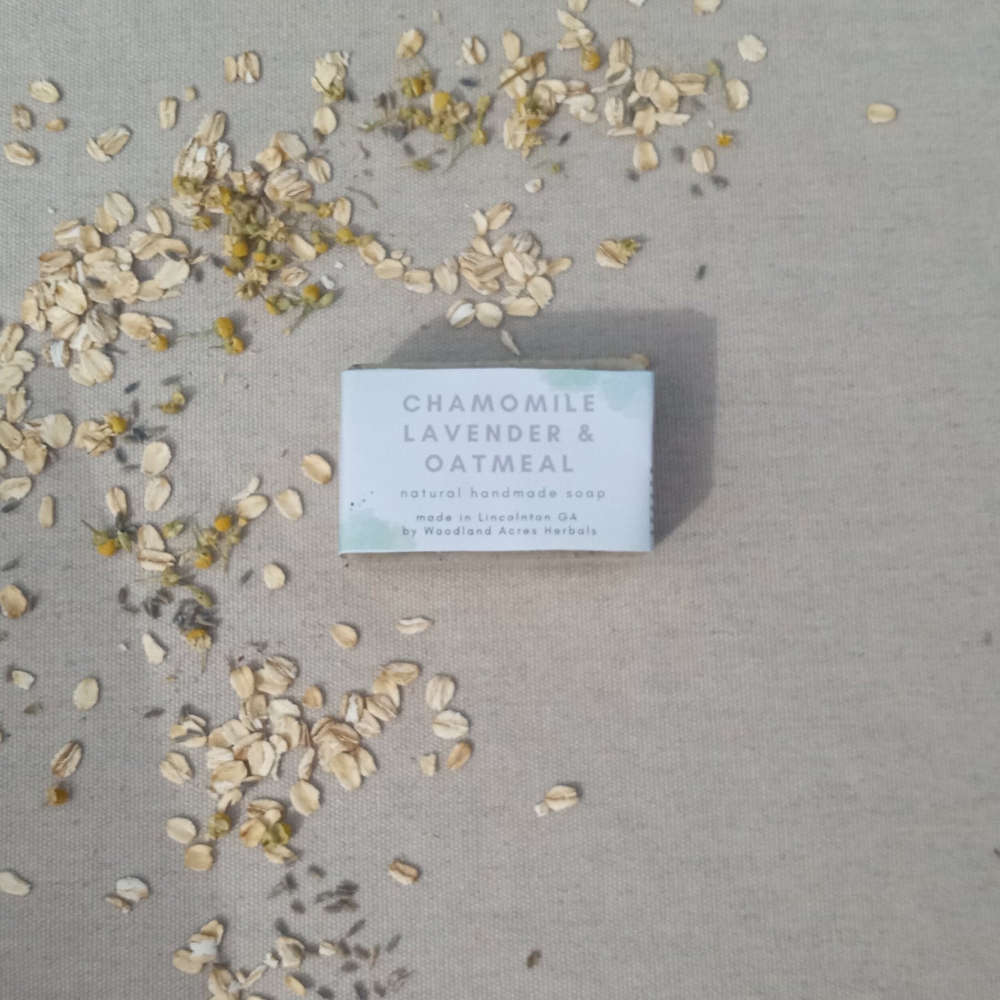 Chamomile Soap Infused with Oatmeal & Lavender Buds - Gently Exfoliating Natural Herbal Vegan Bar Soap made with Olive Oil and Shea Butter