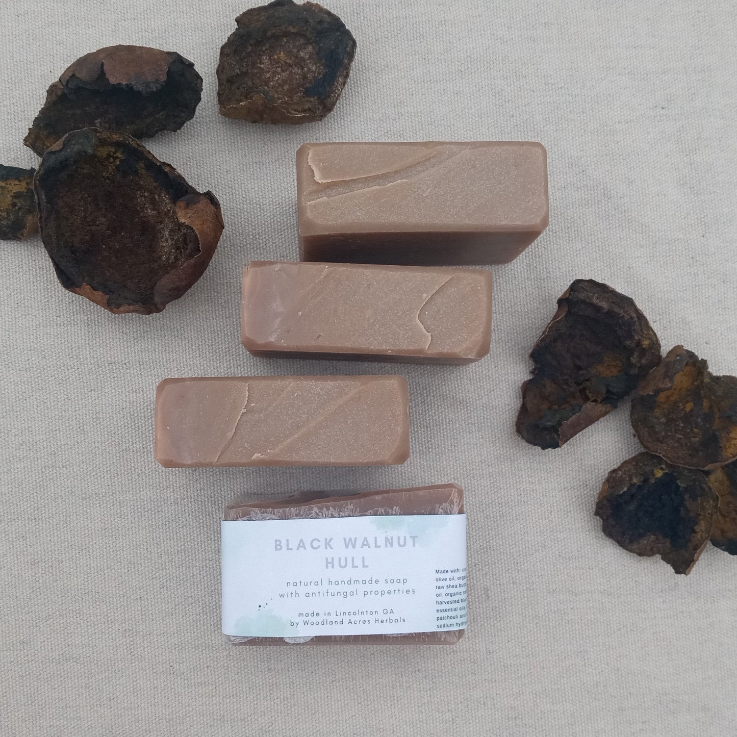 Hiker's Sidebar - Black Walnut Hull Soap with Tea Tree & Neem - Cold Process Herbal Soap for Athletes and Nurses - Natural Vegan Bar Soap with Coconut Oil