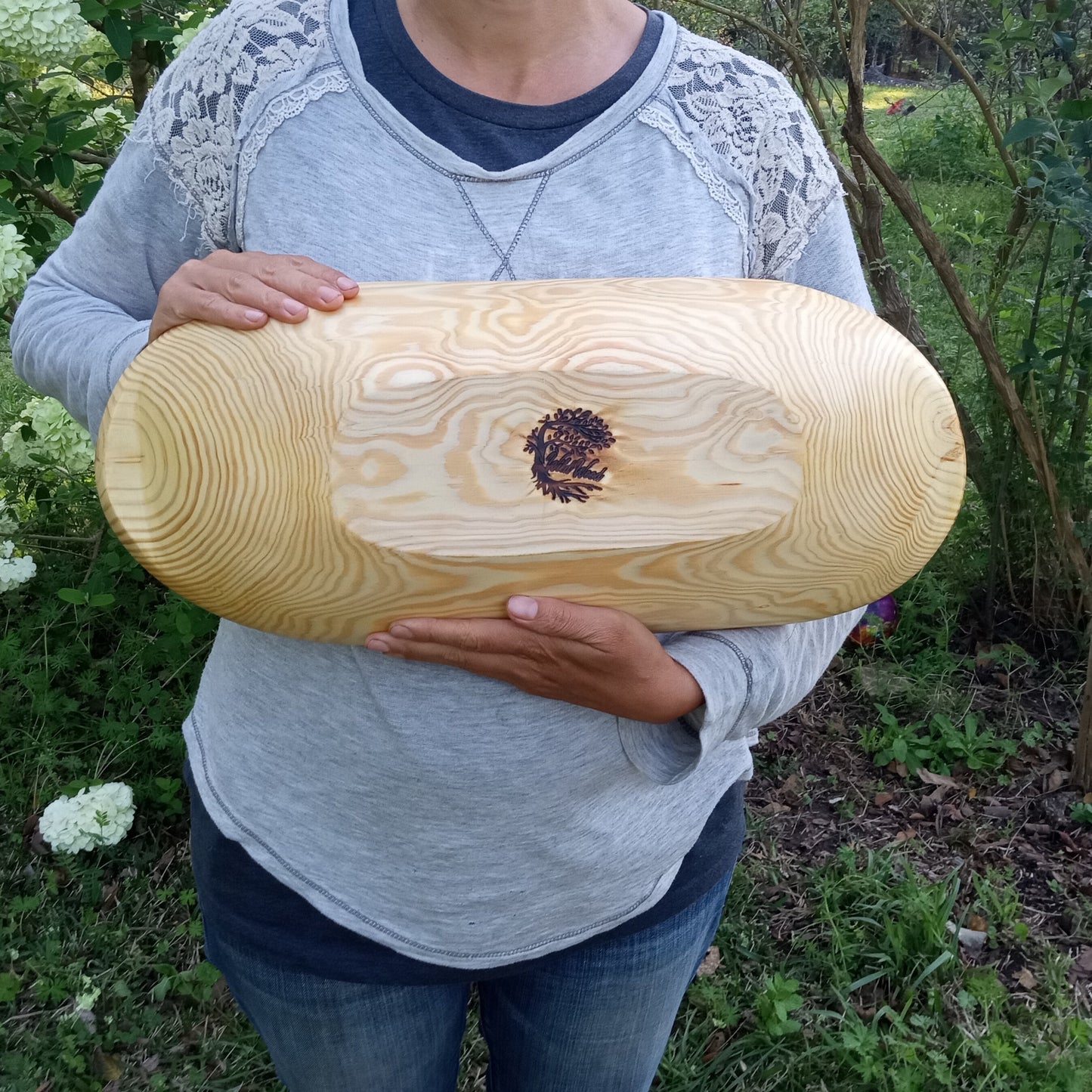 20" Wooden Trencher: Pine Wood Centerpiece, Handmade