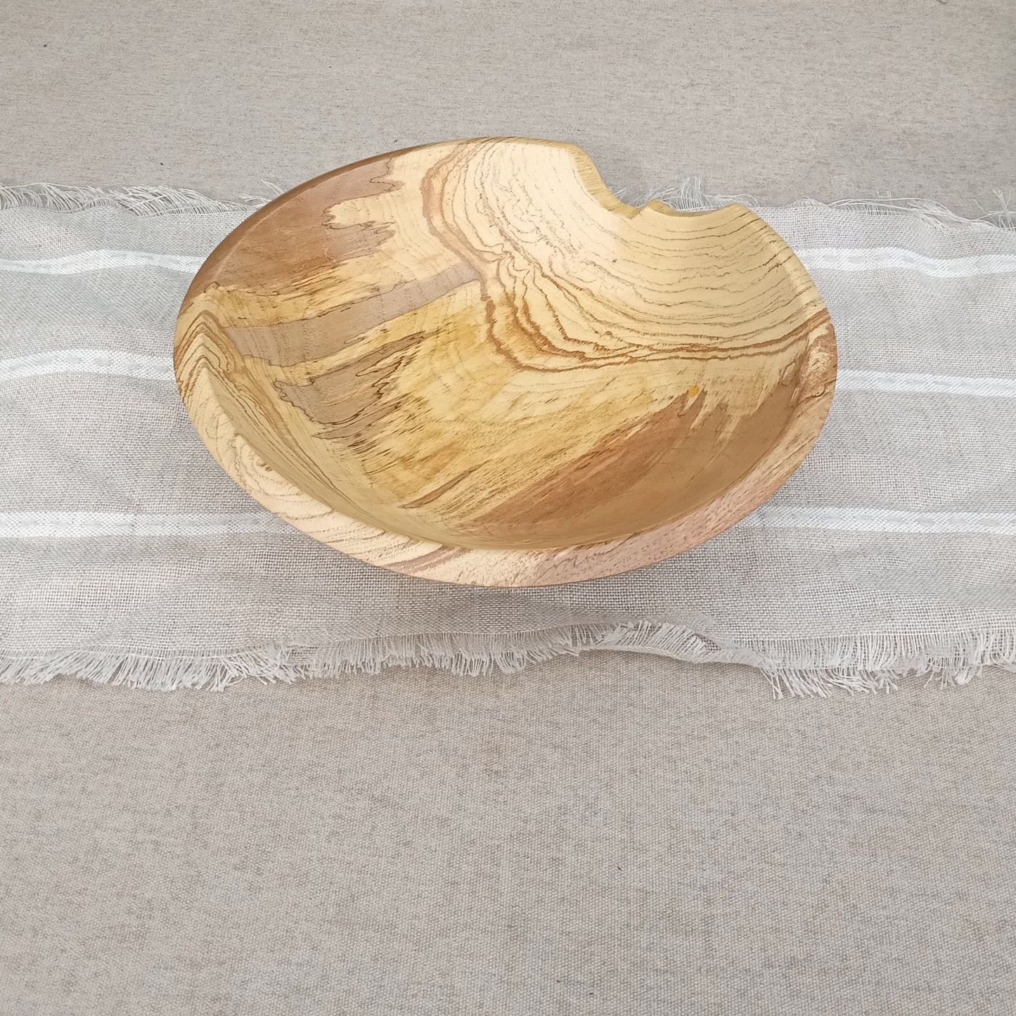 Wooden Fruit Bowl: Pecan Wood, Natural Edge Design, Handmade (12")