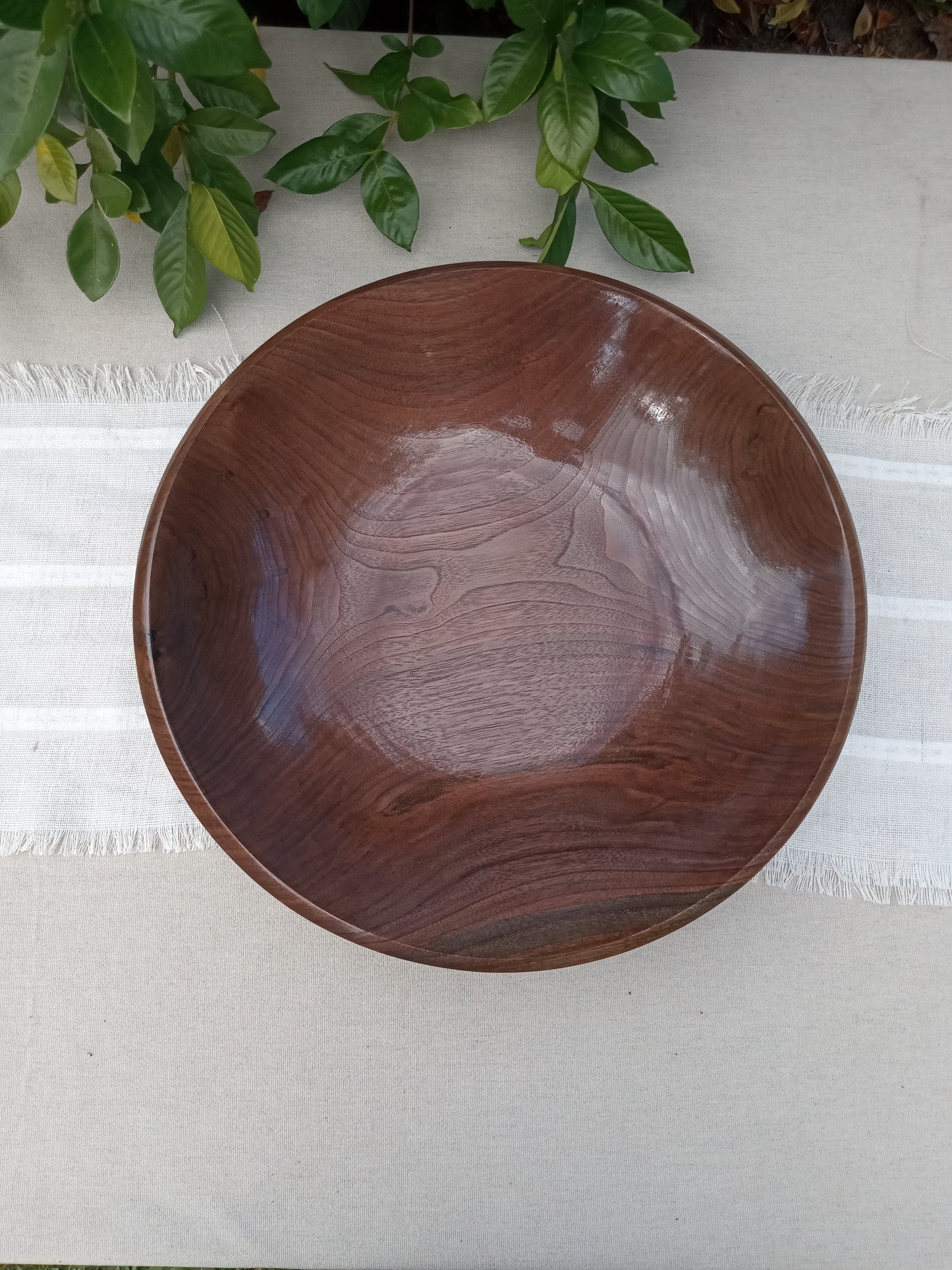 Handmade Walnut Wood Fruit Bowl: 16" Elegant Pedestal Design