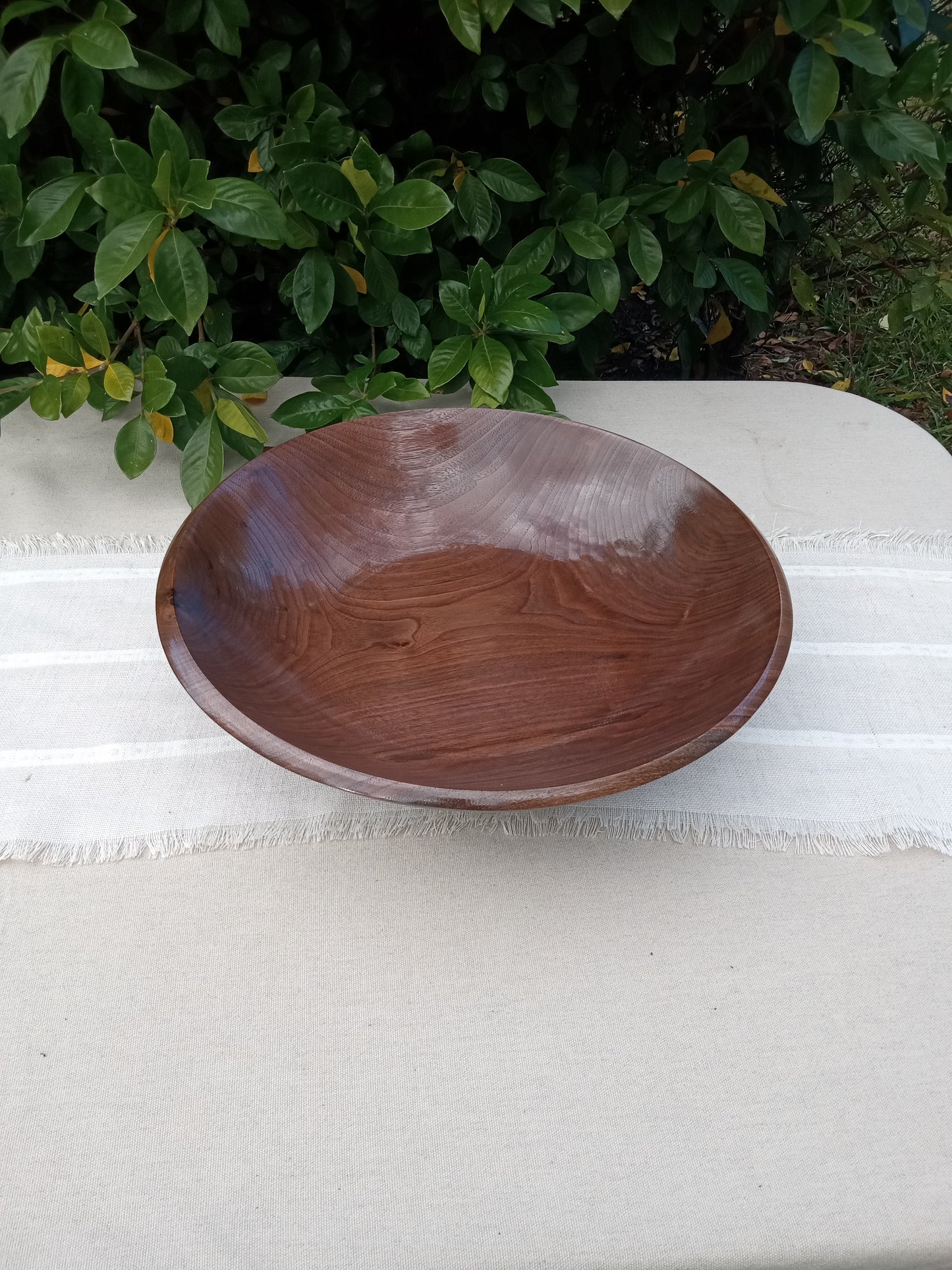 Handmade Walnut Wood Fruit Bowl: 16" Elegant Pedestal Design
