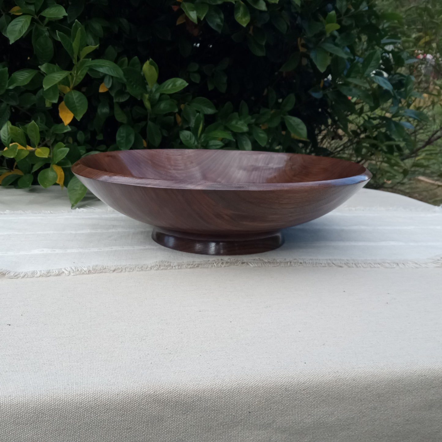 Handmade Walnut Wood Fruit Bowl: 16" Elegant Pedestal Design