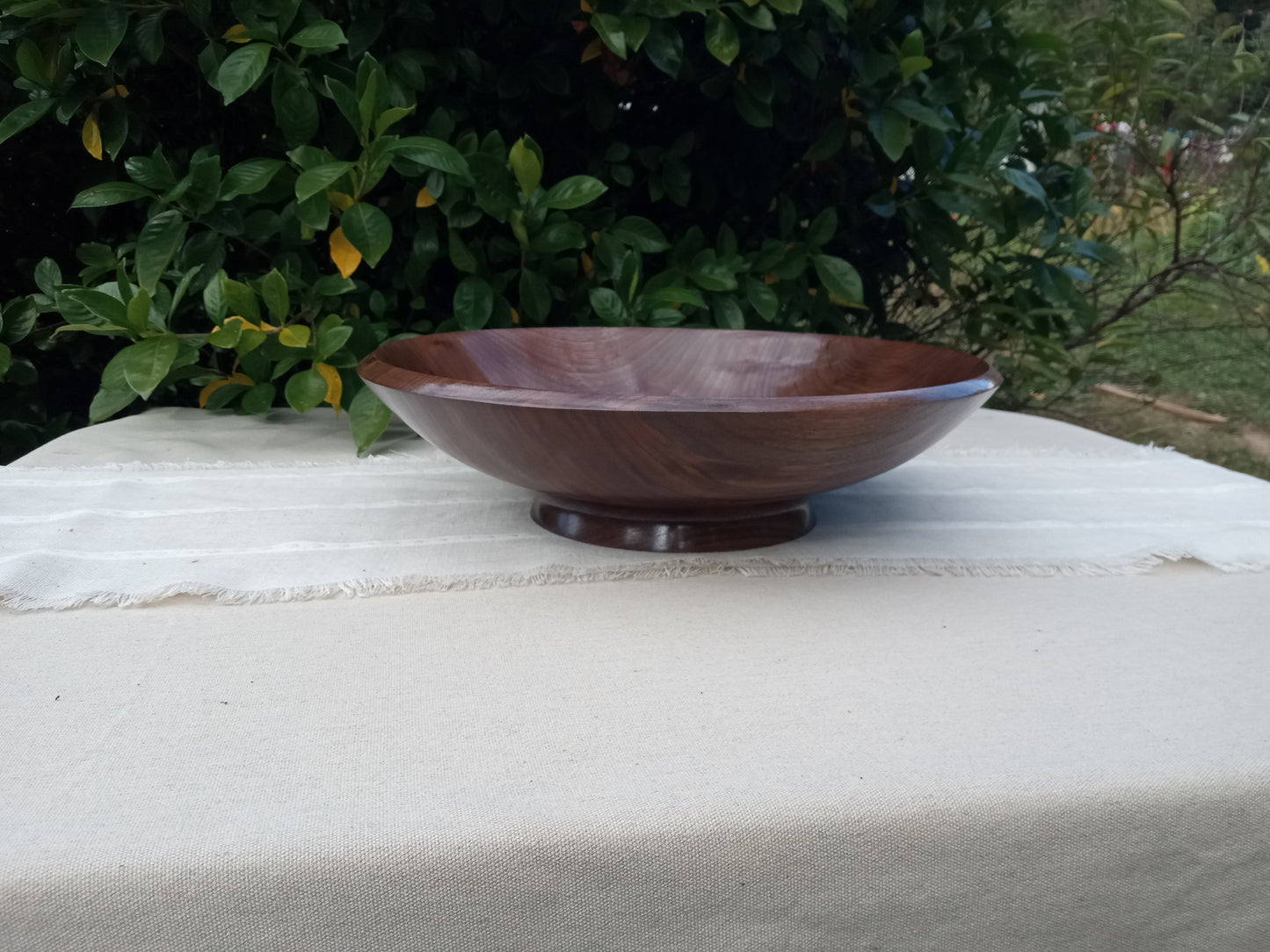 Handmade Walnut Wood Fruit Bowl: 16" Elegant Pedestal Design