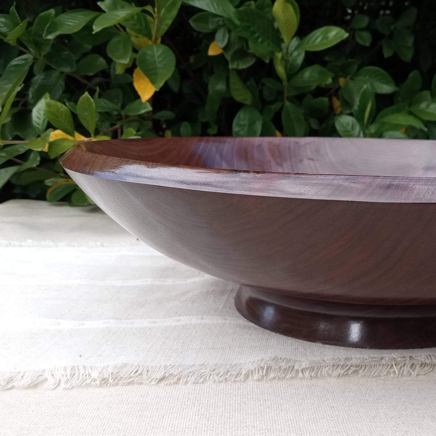 Handmade Walnut Wood Fruit Bowl: 16" Elegant Pedestal Design