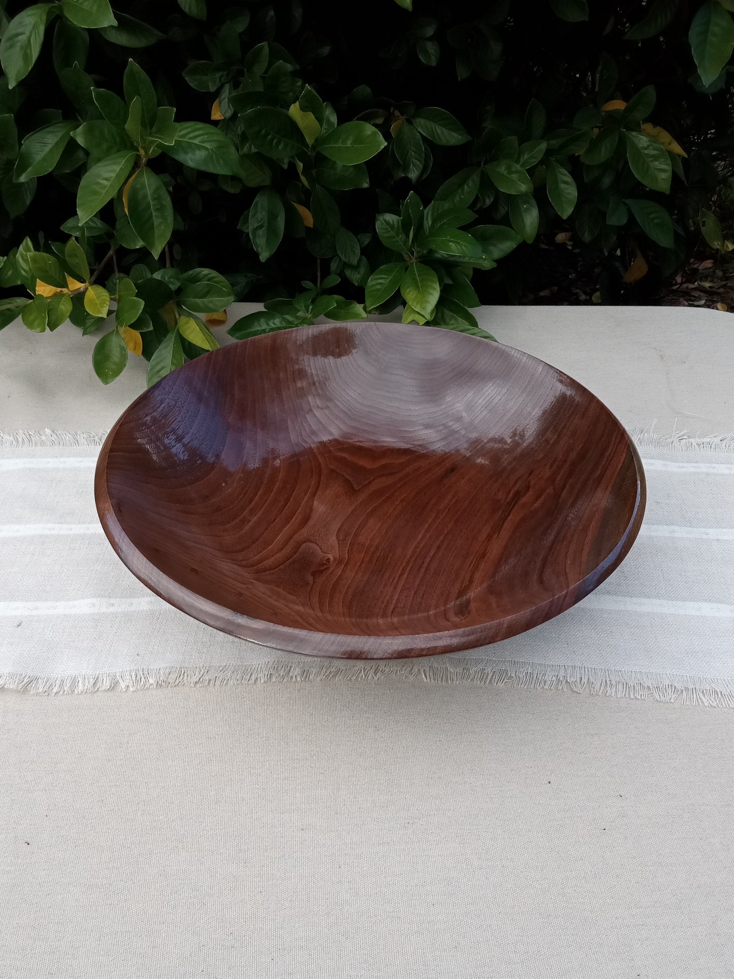 Handmade Walnut Wood Fruit Bowl: 16" Elegant Pedestal Design
