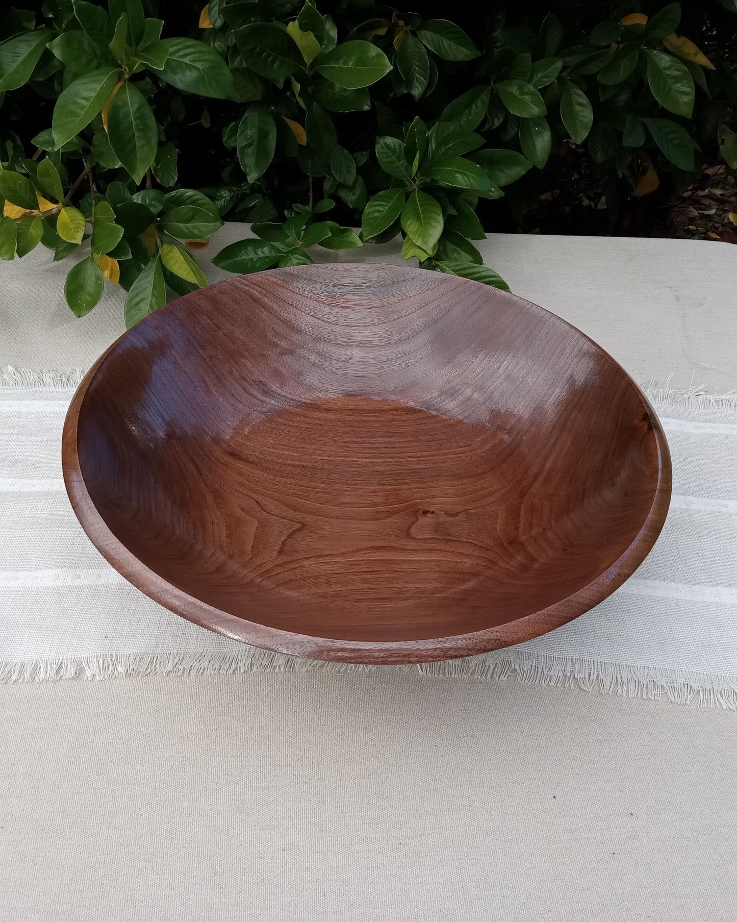 Handmade Walnut Wood Fruit Bowl: 16" Elegant Pedestal Design