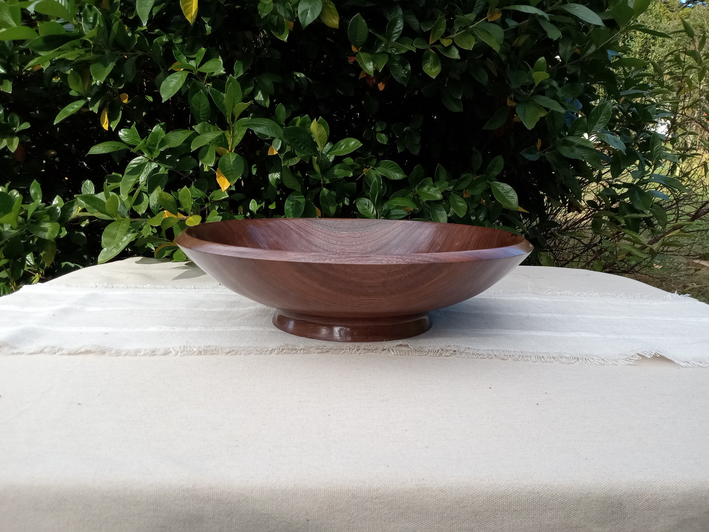 Handmade Walnut Wood Fruit Bowl: 16" Elegant Pedestal Design