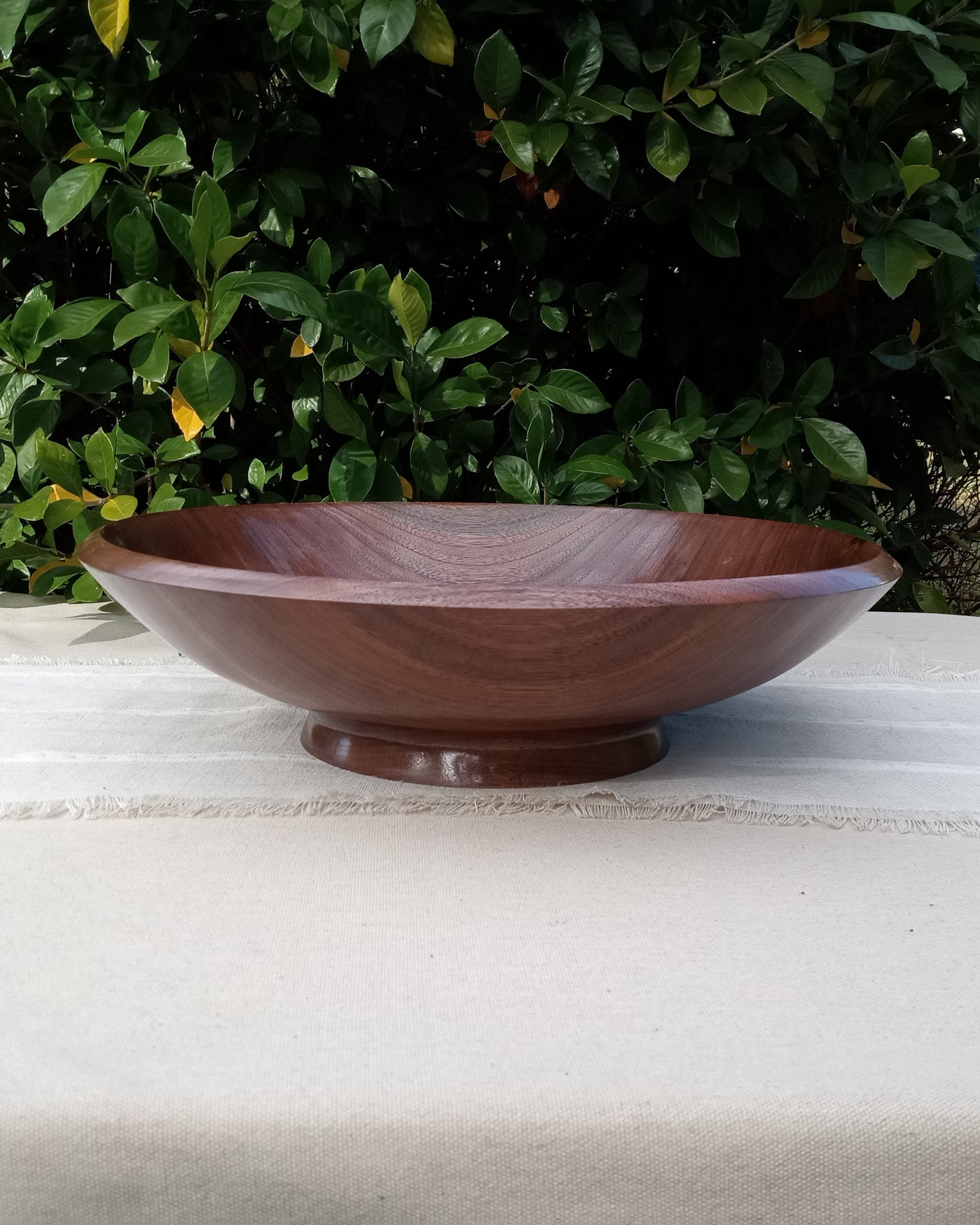 Handmade Walnut Wood Fruit Bowl: 16" Elegant Pedestal Design