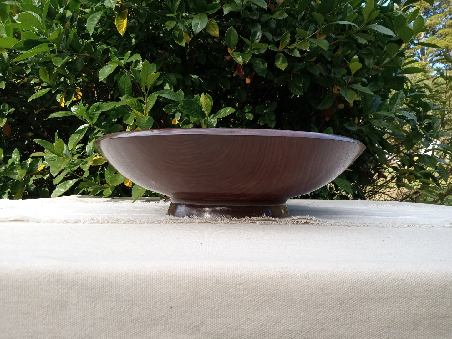 Handmade Walnut Wood Fruit Bowl: 16" Elegant Pedestal Design