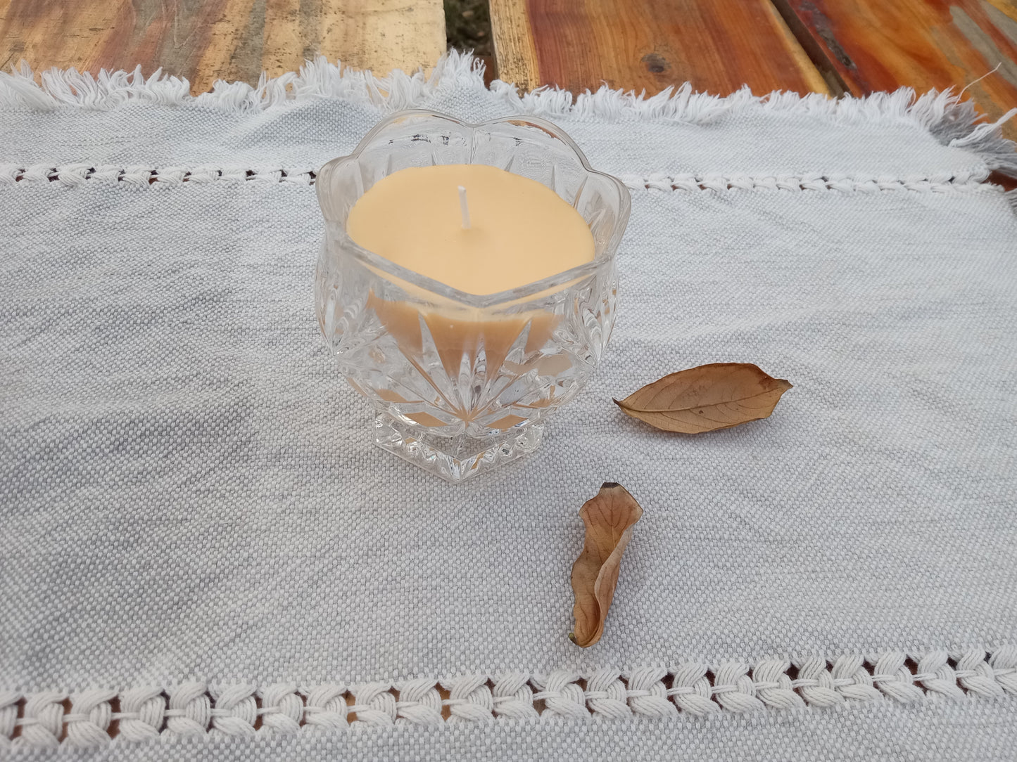 Patchouli Scented Natural Beeswax Candle in Crystal Glass - Essential Oil Candle Decor Gifts for Her - Small 4oz Container Candle