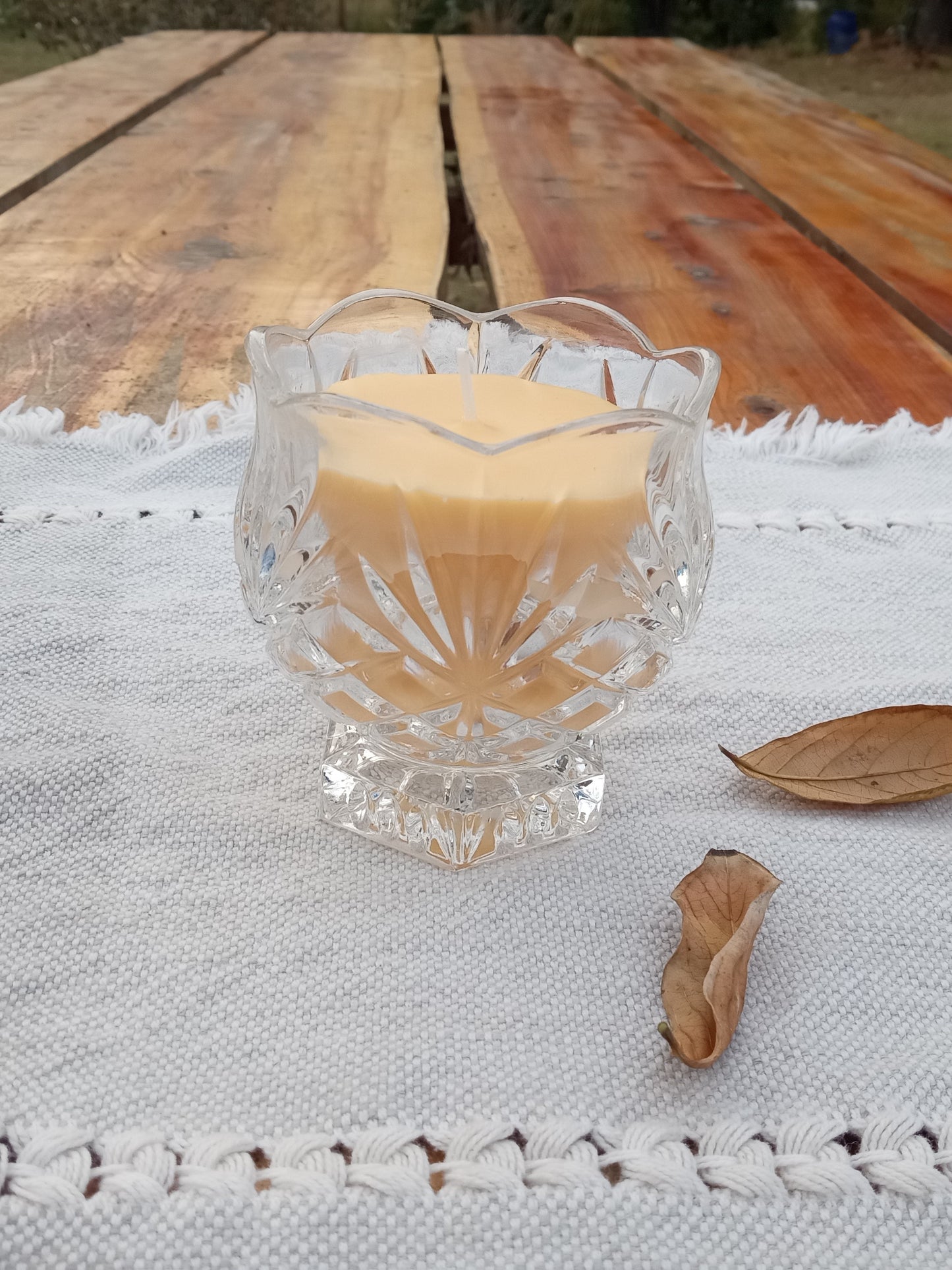 Patchouli Scented Natural Beeswax Candle in Crystal Glass - Essential Oil Candle Decor Gifts for Her - Small 4oz Container Candle