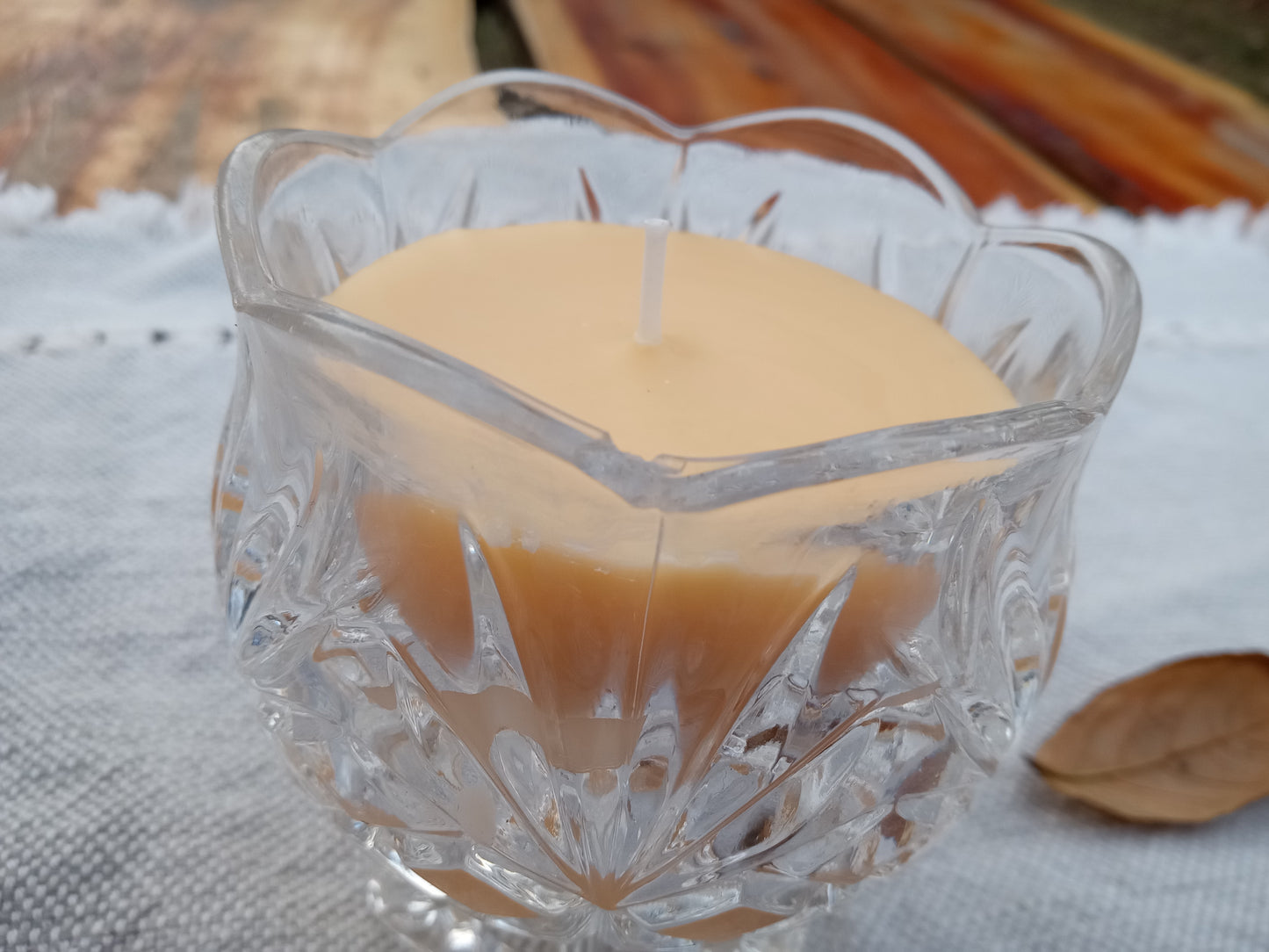 Patchouli Scented Natural Beeswax Candle in Crystal Glass - Essential Oil Candle Decor Gifts for Her - Small 4oz Container Candle