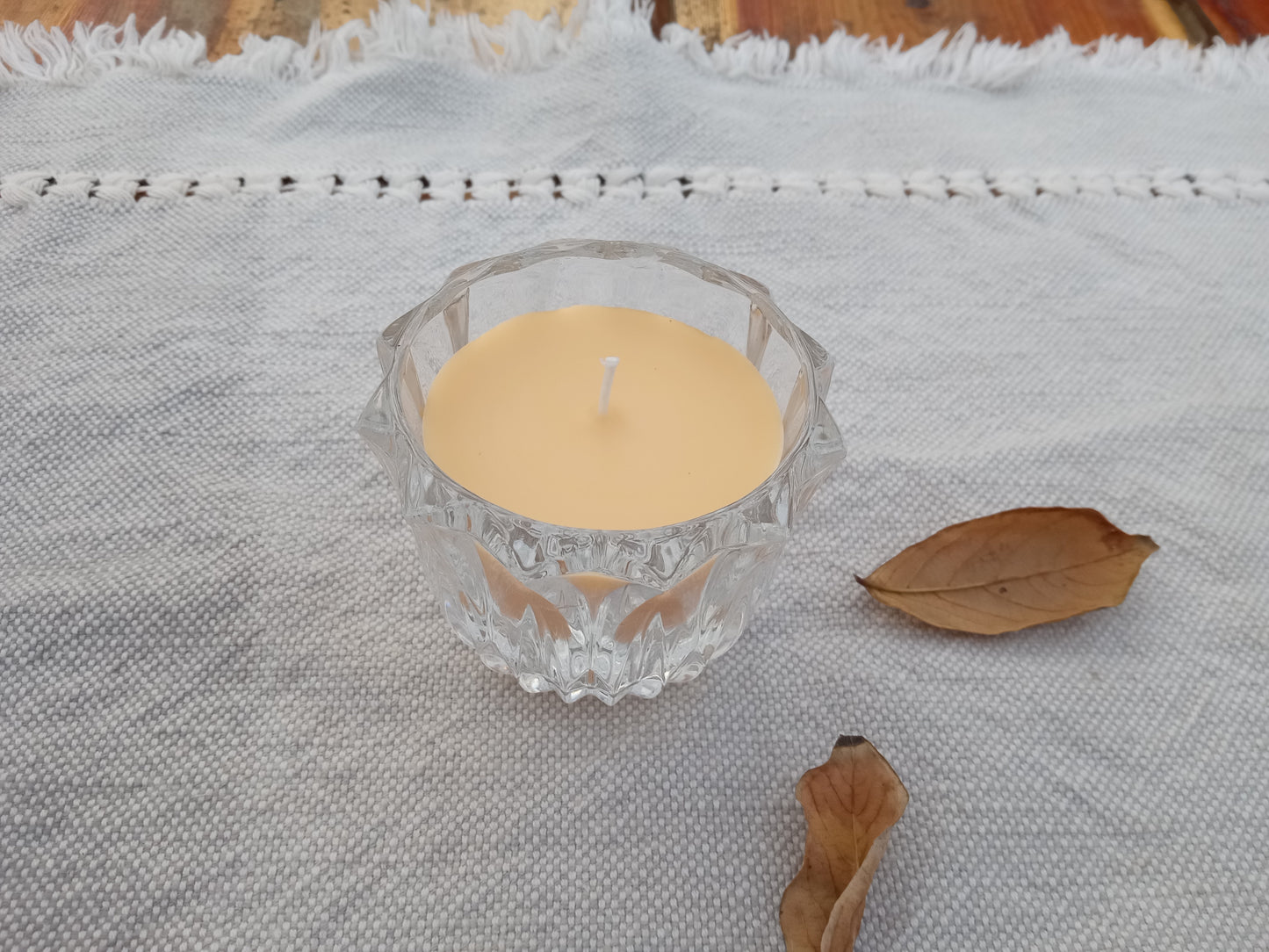 Patchouli Scented Natural Beeswax Candle in Crystal Glass - Essential Oil Candle Decor Gifts for Her - Small 4oz Container Candle