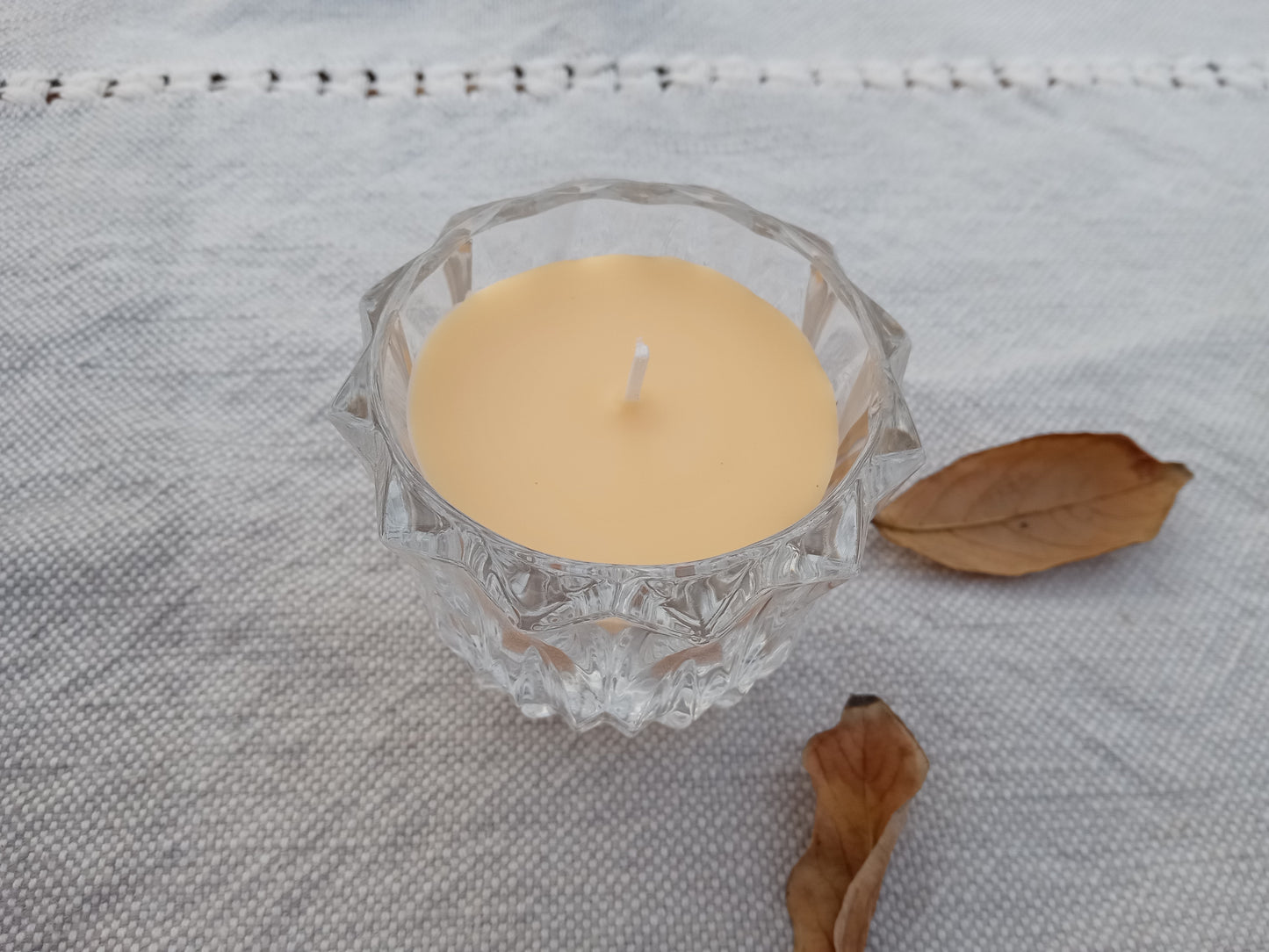 Patchouli Scented Natural Beeswax Candle in Crystal Glass - Essential Oil Candle Decor Gifts for Her - Small 4oz Container Candle