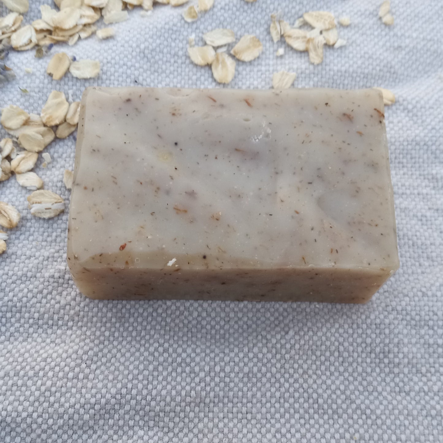 Chamomile Soap Infused with Oatmeal & Lavender Buds - Gently Exfoliating Natural Herbal Vegan Bar Soap made with Olive Oil and Shea Butter