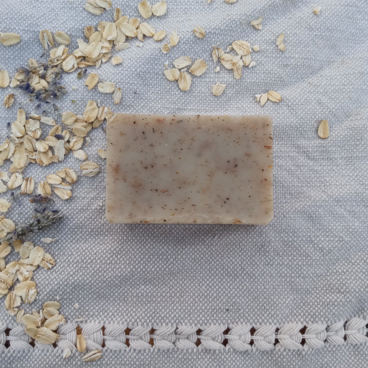 Chamomile Soap Infused with Oatmeal & Lavender Buds - Gently Exfoliating Natural Herbal Vegan Bar Soap made with Olive Oil and Shea Butter