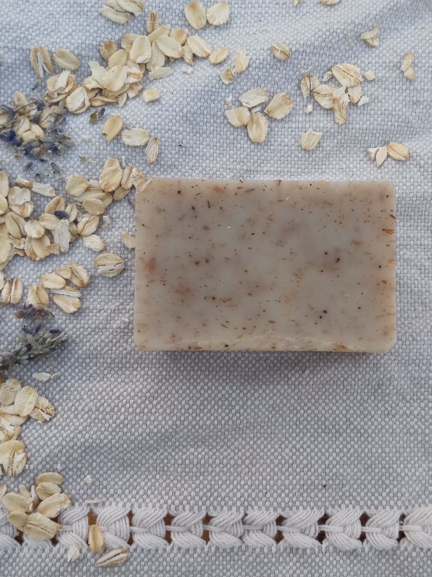 Chamomile Soap Infused with Oatmeal & Lavender Buds - Gently Exfoliating Natural Herbal Vegan Bar Soap made with Olive Oil and Shea Butter