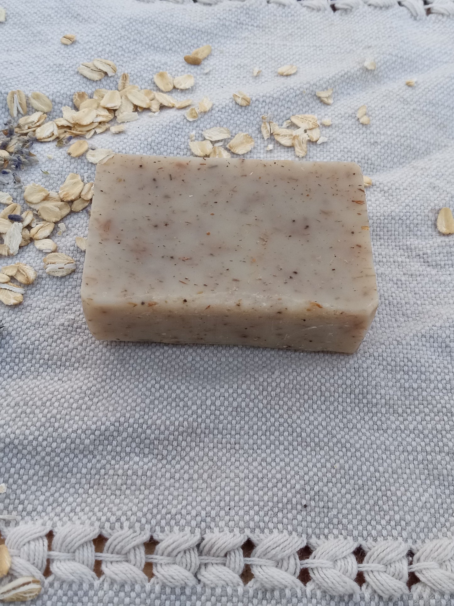 Chamomile Soap Infused with Oatmeal & Lavender Buds - Gently Exfoliating Natural Herbal Vegan Bar Soap made with Olive Oil and Shea Butter