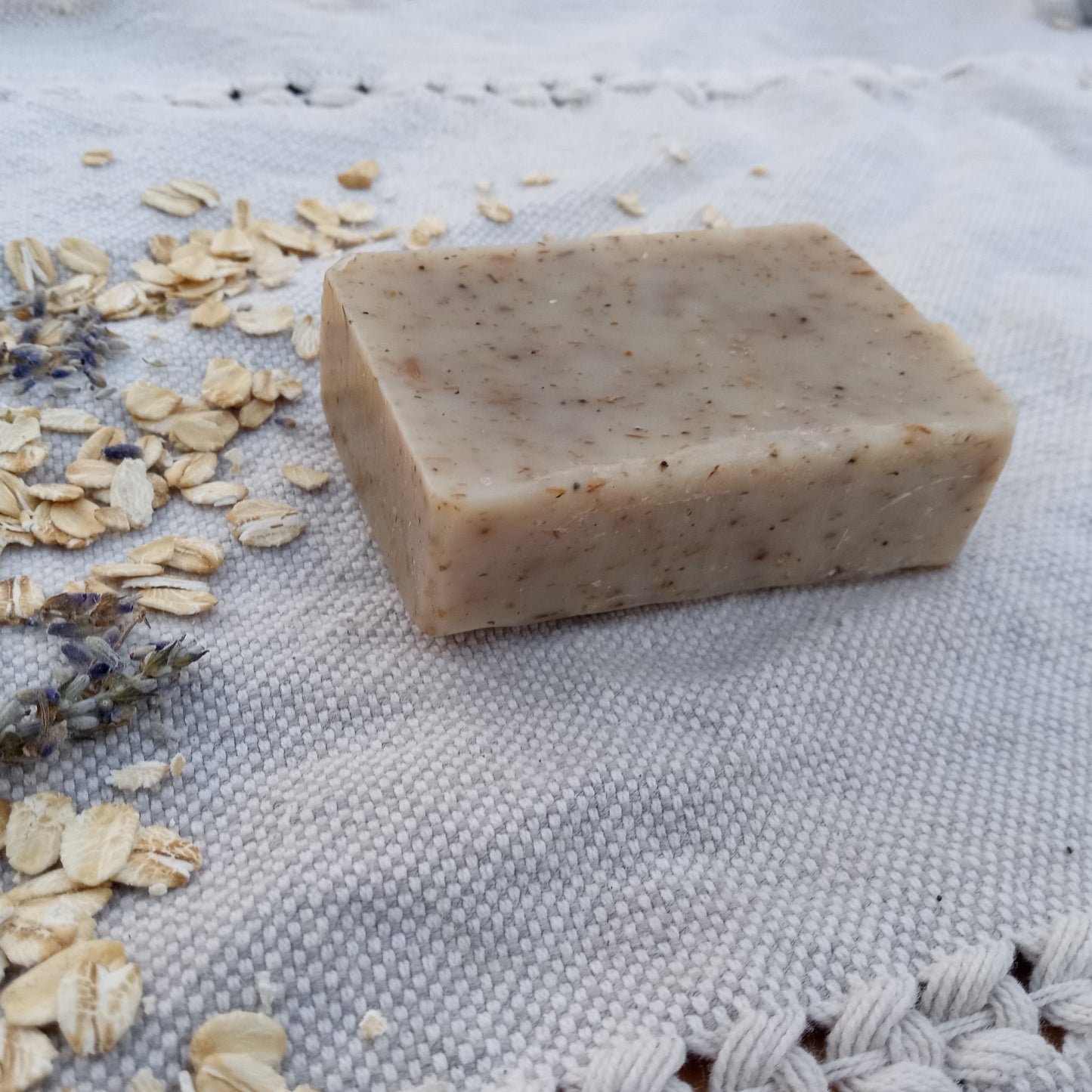 Chamomile Soap Infused with Oatmeal & Lavender Buds - Gently Exfoliating Natural Herbal Vegan Bar Soap made with Olive Oil and Shea Butter