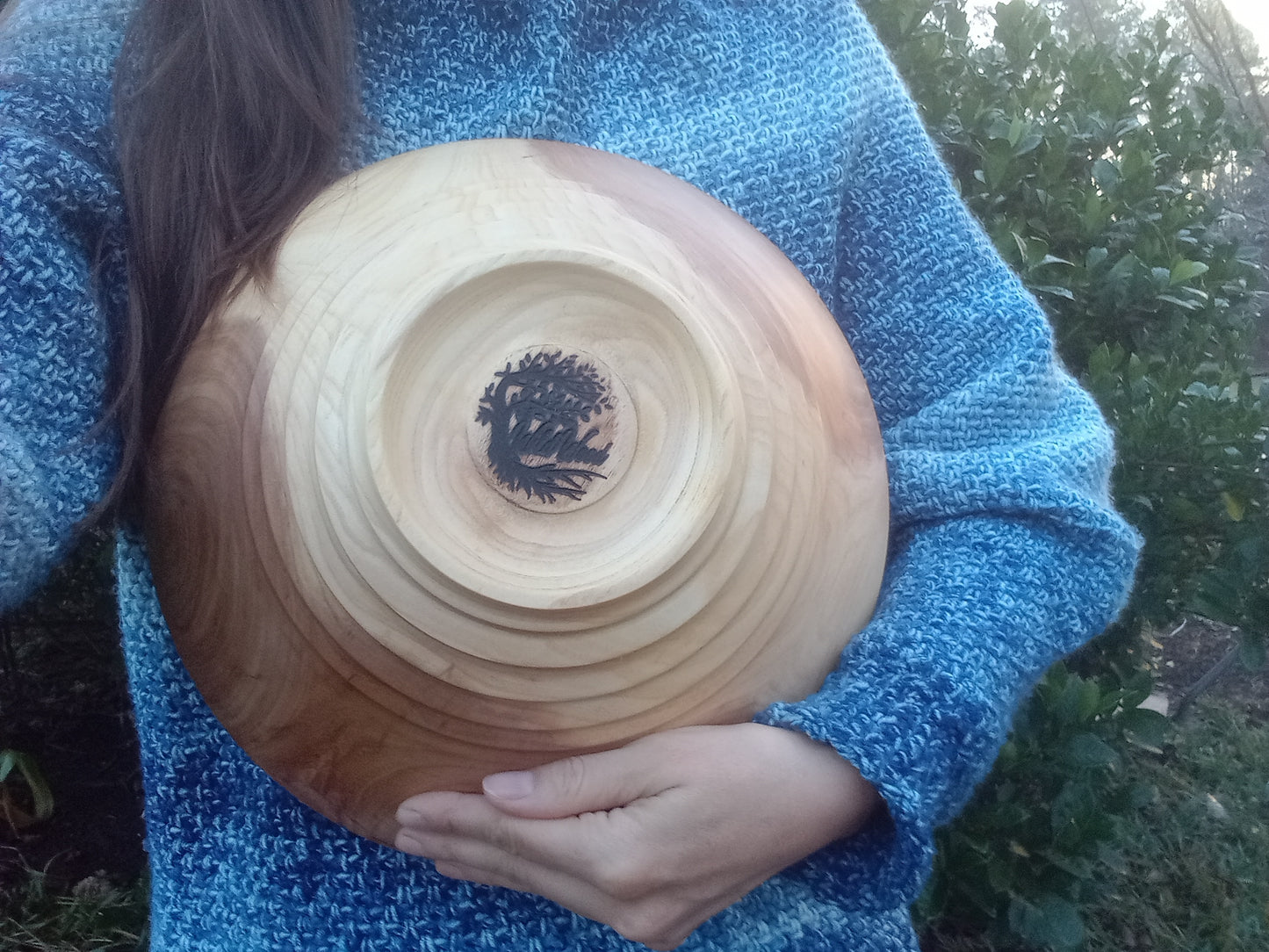 12" Handmade Red Elm Wood Bowl: Figured Design