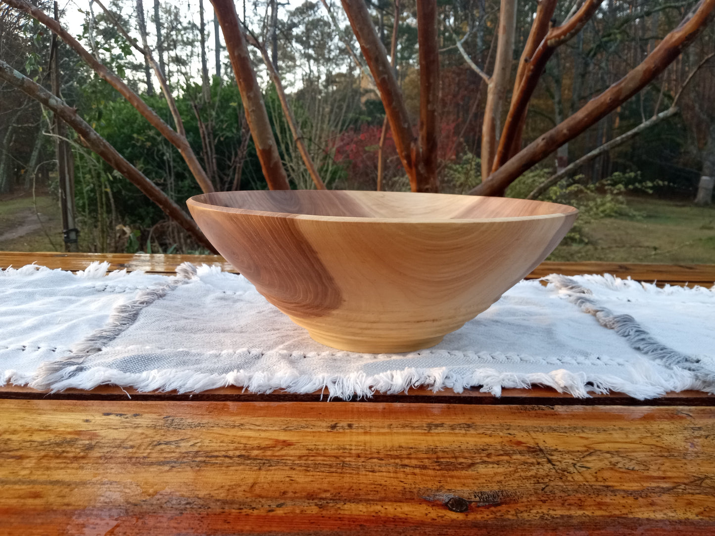 12" Handmade Red Elm Wood Bowl: Figured Design