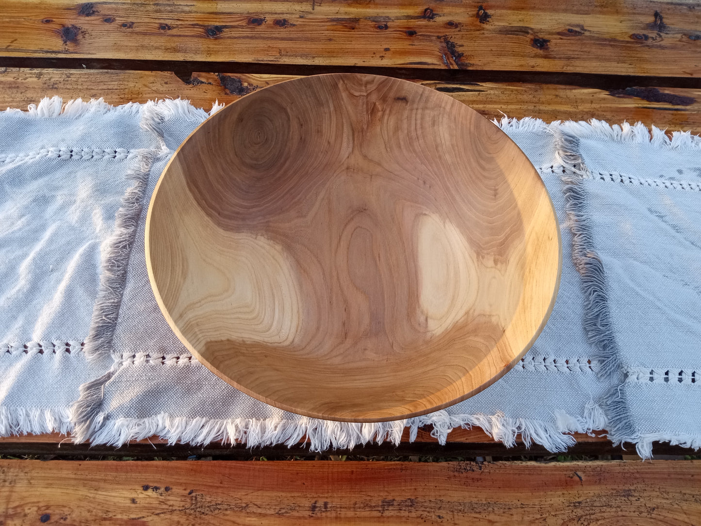12" Handmade Red Elm Wood Bowl: Figured Design