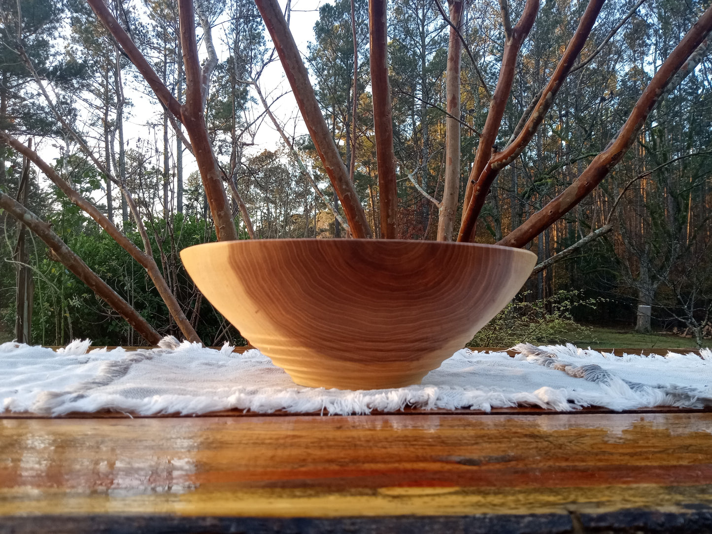 12" Handmade Red Elm Wood Bowl: Figured Design