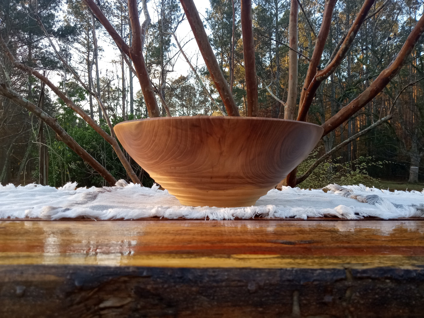 12" Handmade Red Elm Wood Bowl: Figured Design