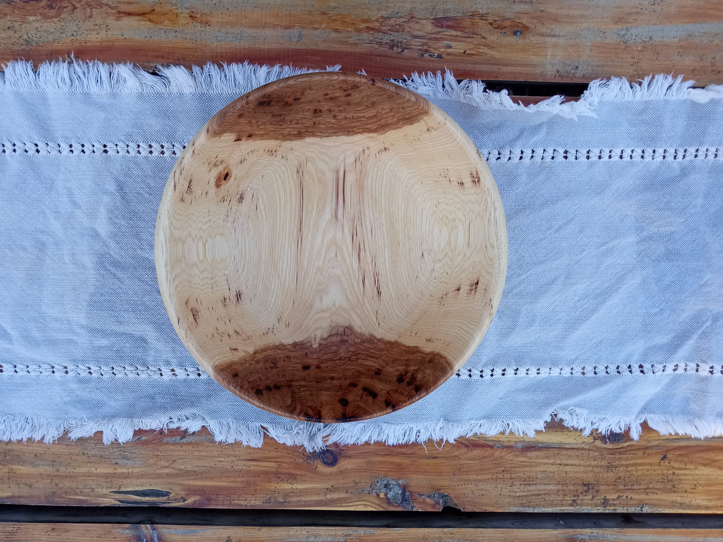 12" Hickory Wood Bowl: Handcrafted Centerpiece