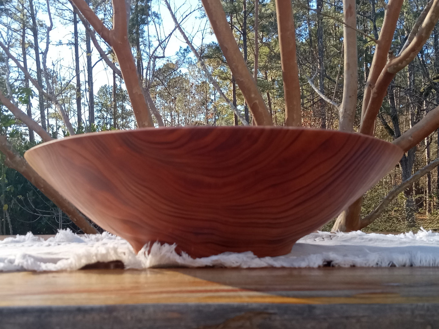 Torched Wood Salad Bowl: Handmade 17" Chinaberry