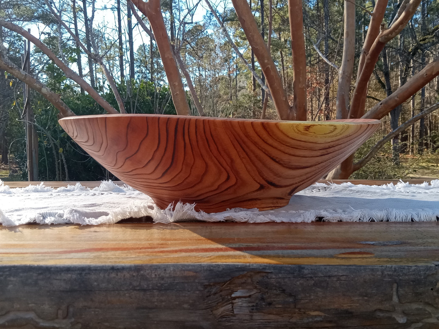 Torched Wood Salad Bowl: Handmade 17" Chinaberry