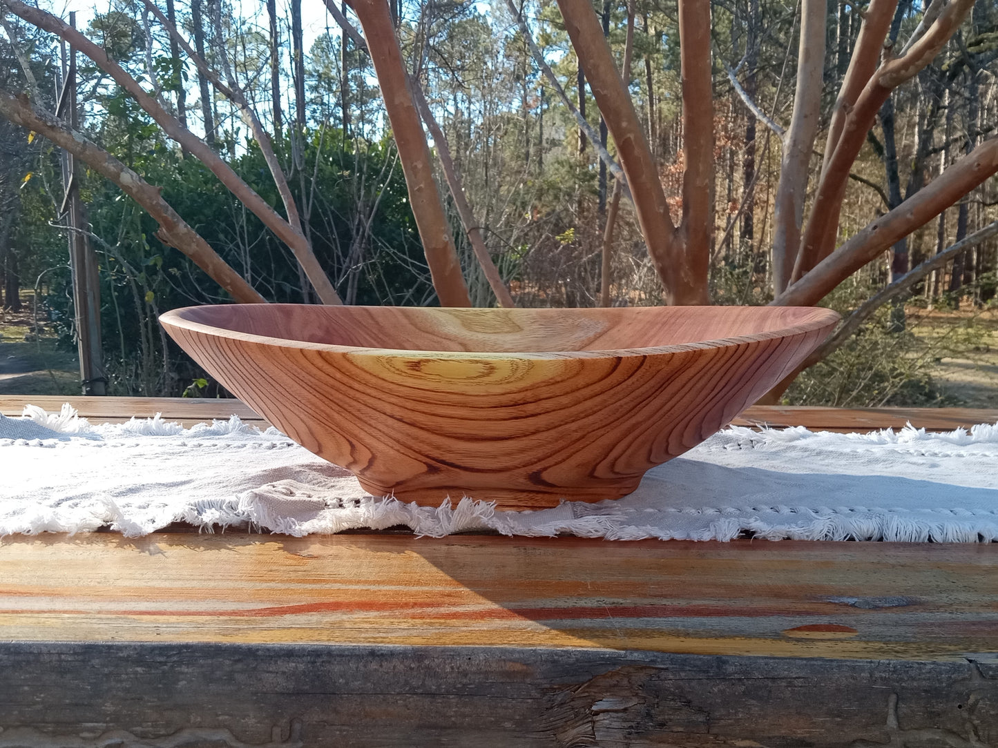 Torched Wood Salad Bowl: Handmade 17" Chinaberry
